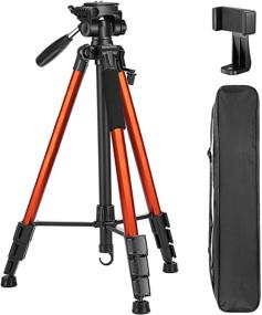 img 4 attached to VICTIV T70-Orange Camera Tripod: 72-inch Aluminum Lightweight Travel Tripod, DSLR-Compatible 📸 with Phone Holder, Extra Quick Release Plate, and 3-Way Pan Head; iPhone Compatible