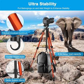 img 2 attached to VICTIV T70-Orange Camera Tripod: 72-inch Aluminum Lightweight Travel Tripod, DSLR-Compatible 📸 with Phone Holder, Extra Quick Release Plate, and 3-Way Pan Head; iPhone Compatible