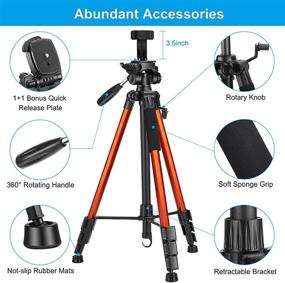 img 1 attached to VICTIV T70-Orange Camera Tripod: 72-inch Aluminum Lightweight Travel Tripod, DSLR-Compatible 📸 with Phone Holder, Extra Quick Release Plate, and 3-Way Pan Head; iPhone Compatible