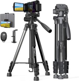 img 4 attached to 📸 Kingjue 60-inch Camera Tripod Stand for Canon Nikon DSLR Cameras | Universal Phone Tablet Holder, Remote Shutter, Carry Bag included