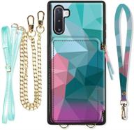 💼 zve samsung galaxy note10 plus wallet case with crossbody chain - diamond print cover for galaxy note 10 plus (2019) 5g, 6.8 inch logo