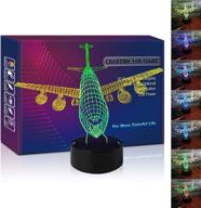 🛩️ hipiya plane night light led 3d illusion usb airplane lamp: perfect birthday gift for a businessman, baby boy, girl, teen pilot, aircraft lovers - decorate the room with this stunning airplane festival present! логотип