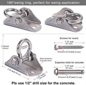 img 3 attached to BeneLabel Heavy Duty Swing Hanger - Permanent Antirust Stainless Steel, 1000 LB Capacity - Includes 2 Screws for Wooden Surfaces and 2 Expansion Bolts for Concrete. Ideal for Yoga Hammock Chair, Sandbag Swing Sets, and 180° Swing.