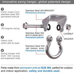 img 1 attached to BeneLabel Heavy Duty Swing Hanger - Permanent Antirust Stainless Steel, 1000 LB Capacity - Includes 2 Screws for Wooden Surfaces and 2 Expansion Bolts for Concrete. Ideal for Yoga Hammock Chair, Sandbag Swing Sets, and 180° Swing.