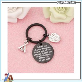 img 1 attached to Бейсбольный брелок "FEELMEM Baseball Keychain Memories Baseball Black