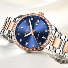 img 1 attached to 🌹 Stunning Women's Diamond Automatic Mechanical Rose Gold Stainless Steel Sapphire Waterproof Blue Watch: An Elegant Timepiece for Ladies