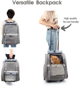 img 1 attached to 🐾 LOLLIMEOW Pet Rolling Carrier: Stylish Dog Backpack with Wheels for Cats, Puppies, and Small Dogs – Travel with Ease!