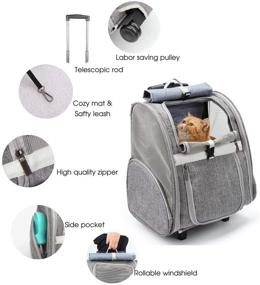 img 3 attached to 🐾 LOLLIMEOW Pet Rolling Carrier: Stylish Dog Backpack with Wheels for Cats, Puppies, and Small Dogs – Travel with Ease!