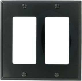 img 1 attached to 🖤 Black Leviton 80409-NE Standard Size Thermoplastic Nylon 2-Gang Decora/GFCI Device Wallplate