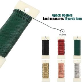 img 3 attached to 🌸 Set of 6 Rolls Floral Flexible Paddle Wire Floral Bind Wire (78 Yards Total) with Stainless Steel Floral Wire Cutter – Flower Arrangement Tools for DIY Craft Wreath Garland in Green, Red, Silver, Gold, Black, and Rose Gold