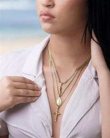 img 1 attached to 🔱 Barzel 18K Gold Plated Flat Mariner/Marina 060 3MM Cross Necklace - Stylish Unisex Jewelry for Women, Men, Boys & Girls