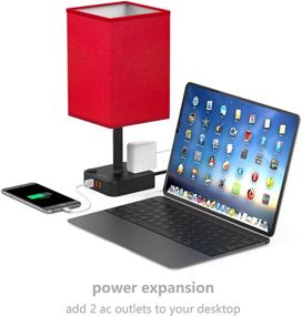 img 1 attached to COZOO USB Bedside Table Desk Lamp With 3 USB Charging Ports And 2 Outlets Power Strip