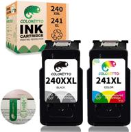 coloretto remanufactured ink cartridge for canon pg-240xxl cl-241xl (1 black+1 color) - compatible with pixma mg2120 mg2220 | special edition with bonus bookmarks logo