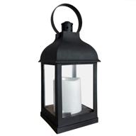 🏮 11''h outdoor and indoor hanging decorative lanterns with timer flameless candle battery, wedding lantern decor with plastic and bronze hue - black, 1 logo