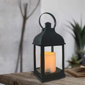 img 2 attached to 🏮 11''H Outdoor and Indoor Hanging Decorative Lanterns with Timer Flameless Candle Battery, Wedding Lantern Decor with Plastic and Bronze Hue - Black, 1