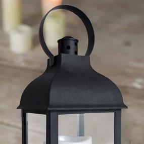 img 3 attached to 🏮 11''H Outdoor and Indoor Hanging Decorative Lanterns with Timer Flameless Candle Battery, Wedding Lantern Decor with Plastic and Bronze Hue - Black, 1