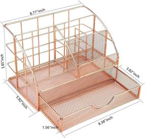 img 1 attached to 🌸 Rose Gold Upgraded Desk Organizer: Stylish Mesh Office Supplies Caddy with Drawer for Women, Perfect for Home & Office Desktop Decoration & Organization