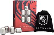 sovrano wine gems - set of 4 stainless steel wine chillers for wine or your favorite beverage - includes gift box & storage pouch - wine accessory gift set for men & women логотип