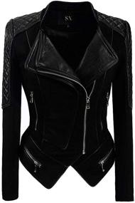 img 4 attached to 🧥 Stylish Asymmetrical Leather Women's Fashion for Coats, Jackets & Vests