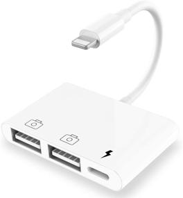 img 4 attached to 🔌 3-in-1 Dual USB Camera Adapter with Fast Charging Data Sync - Compatible with i-Phone, Card Reader, MIDI Keyboard, Ethernet Adapter, Hubs & Mouse