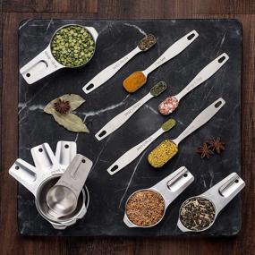 img 1 attached to 🥄 Elegant Stainless Steel Measuring Cups and Spoons Set by Vita Saggia - 6 Narrow Spoons & 7 Nesting Cups for Easy Storage of Dry and Liquid Ingredients