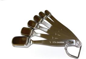 img 2 attached to 🥄 Elegant Stainless Steel Measuring Cups and Spoons Set by Vita Saggia - 6 Narrow Spoons & 7 Nesting Cups for Easy Storage of Dry and Liquid Ingredients