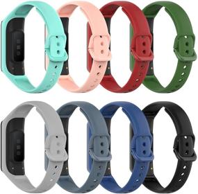 img 3 attached to 8 Pack Watch Bands Compatible With Samsung Galaxy Fit2 SM-R220 Soft Silicone Sport Replacement Strap Compatible With Galaxy Watch Fit2 Black
