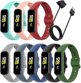 img 4 attached to 8 Pack Watch Bands Compatible With Samsung Galaxy Fit2 SM-R220 Soft Silicone Sport Replacement Strap Compatible With Galaxy Watch Fit2 Black