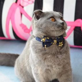 img 2 attached to M-YOUNG Cat Collar Breakaway: Secure, Adjustable Collar with Bell and Bow Tie for Safety and Style (6.8''-10.8'')