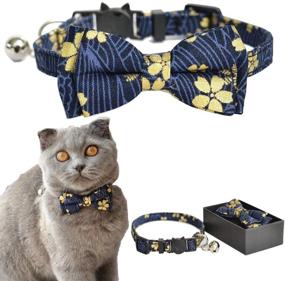 img 3 attached to M-YOUNG Cat Collar Breakaway: Secure, Adjustable Collar with Bell and Bow Tie for Safety and Style (6.8''-10.8'')