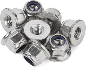 img 1 attached to M6-1.0 Hex Flange Nylon Insert Lock Nuts, DIN 6926, 18-8 Stainless Steel (304), Bright Finish, Pack of 25
