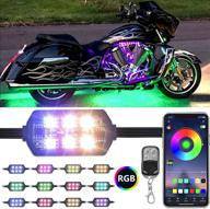 🏍️ 12 штук комплект светодиодных фонарей для мотоциклов - rgb мечта цветного погони с приложением и беспроводным пультом ду - смарт-функция светодиода 12v для тормозного света - многоцветная подсветка для мотоциклов и гольф-карт логотип