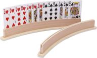 🃏 exqline wood curved playing card holder racks tray set of 4 - ideal for kids, seniors, and adults! 13.4inch size with stable widen base for bridge, canasta, foot and hand logo