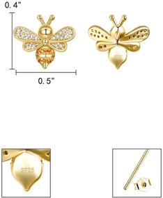 img 2 attached to 🐝 EleQueen 925 Sterling Silver CZ Gold Tone Bumblebee Stud Earrings: Chic Jewelry for Women & Girls