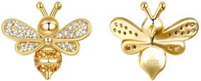 img 1 attached to 🐝 EleQueen 925 Sterling Silver CZ Gold Tone Bumblebee Stud Earrings: Chic Jewelry for Women & Girls