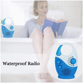 img 3 attached to 🚿 Portable Hanging Waterproof Shower Radio with Top Handle for Bathroom and Outdoor Use - Splash Proof AM/FM Radio, Adjustable Volume, Battery Powered, Insert Card Speaker and Bathroom Button