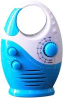 🚿 portable hanging waterproof shower radio with top handle for bathroom and outdoor use - splash proof am/fm radio, adjustable volume, battery powered, insert card speaker and bathroom button logo