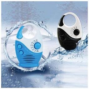 img 2 attached to 🚿 Portable Hanging Waterproof Shower Radio with Top Handle for Bathroom and Outdoor Use - Splash Proof AM/FM Radio, Adjustable Volume, Battery Powered, Insert Card Speaker and Bathroom Button