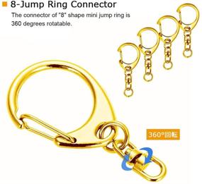 img 1 attached to Roctee 50 Piece Gold Key Ring with Chain: DIY Crafts Key Ring Hardware Set with D Snap Hook, Split Metal Keychain Parts, Open Jump Ring, and Connector