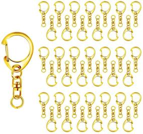 img 4 attached to Roctee 50 Piece Gold Key Ring with Chain: DIY Crafts Key Ring Hardware Set with D Snap Hook, Split Metal Keychain Parts, Open Jump Ring, and Connector