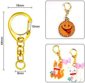 img 3 attached to Roctee 50 Piece Gold Key Ring with Chain: DIY Crafts Key Ring Hardware Set with D Snap Hook, Split Metal Keychain Parts, Open Jump Ring, and Connector