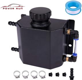 img 4 attached to 🆒 Efficient 1L Radiator Coolant Overflow Tank - PowerRun Universal, Polished Aluminum in Black