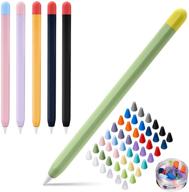 🖊️ 6 pack silicone case cover compatible with apple pencil 2nd generation: slim lightweight skin sleeve with 48 pcs nib covers - 16 colors logo