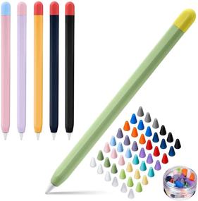 img 3 attached to 🖊️ 6 Pack Silicone Case Cover Compatible with Apple Pencil 2nd Generation: Slim Lightweight Skin Sleeve with 48 Pcs Nib Covers - 16 Colors