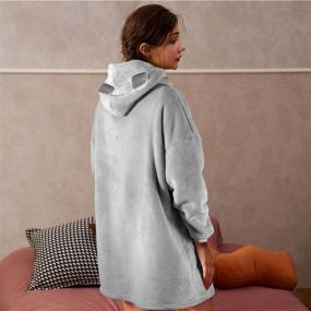 img 2 attached to 🧥 Oversized Blanket Hoodie - FOOING Gift for Women and Men, Wearable Sherpa Fleece Sweatshirt Blanket with Sleeves, Warm Soft Sweater Jacket, Giant Pockets, Gray - Adult Teen