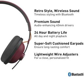 img 3 attached to Panasonic RP-HTX80B-R Sangria: Retro Bluetooth Wireless Headphone with Microphone, Deep Bass Enhancer, 24 Hours Playback