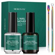 morovan gel nail polish remover kit - professional non-acetone formula for quick and easy 💅 fingernail soak-off uv gel polish removal - 2 pack with latex tape peel off liquid - 15ml/0.5fl.oz logo