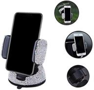 🚗 premium rhinestone bling crystal car phone mount - includes bonus air vent base for universal cell phone holder on dashboard, windshield, and air vent - stylish car accessories for women and girls logo