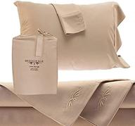 🛏️ queen size hypoallergenic bedvoyage 100% bamboo sheets - rayon viscose bamboo (tan-champagne) - 4 piece set logo