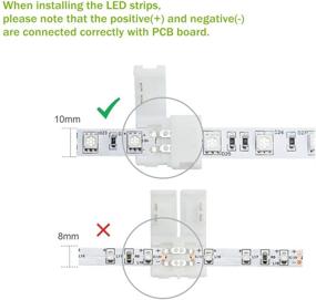 img 3 attached to 🔌 Угловые неразъемные коннекторы для светодиодных лент L-образной формы с фиксацией - набор из 10 штук для поворота на 90 градусов или соединения под прямым углом узкой одноцветной гибкой светодиодной ленты шириной 10 мм, совместимых с 5050 и 5630 светодиодами.